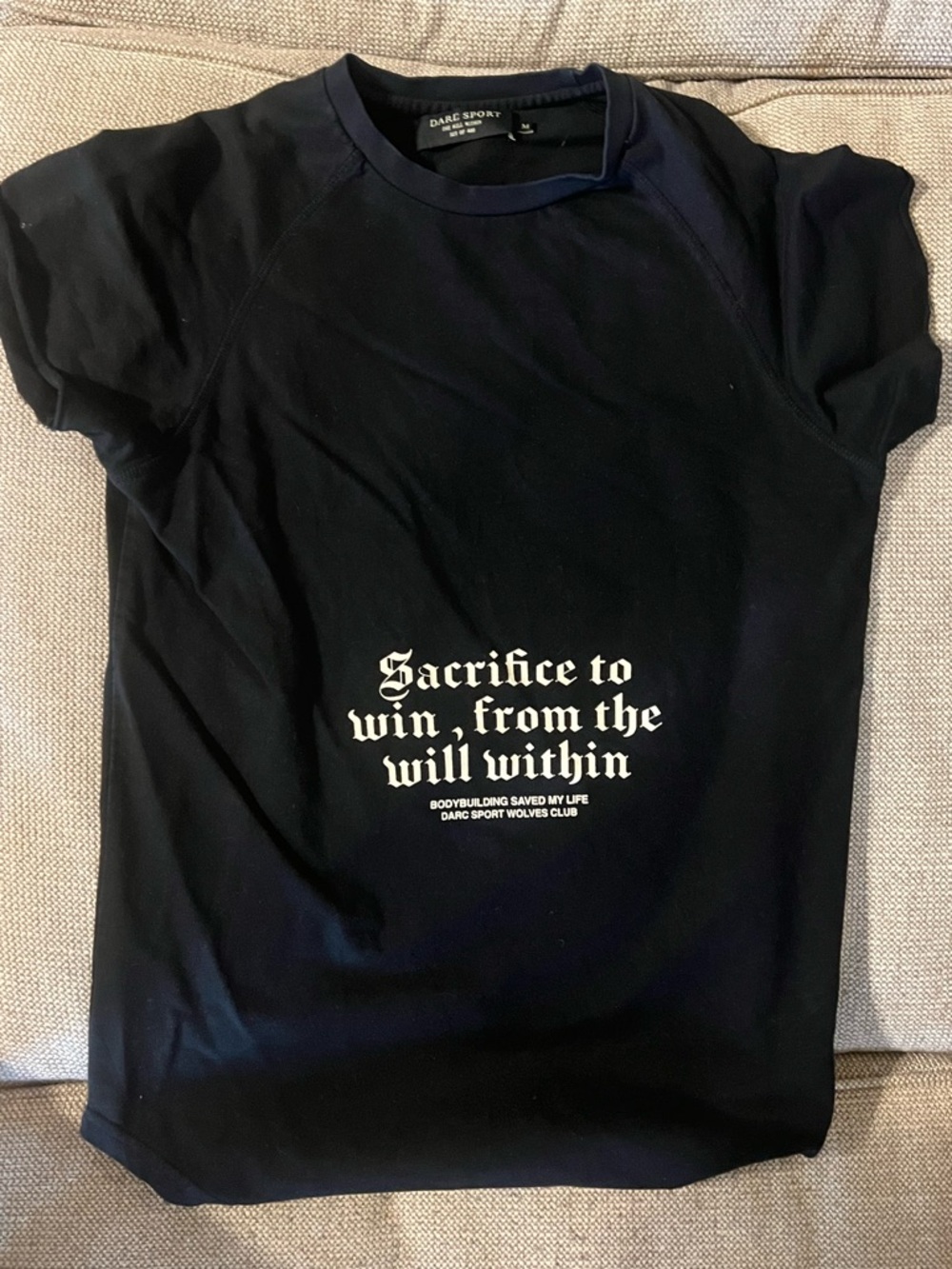 Darc Sport Black Short Sleeve Tee with White Gothic Print